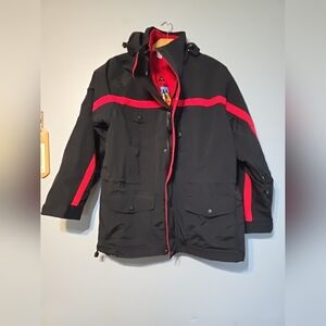 Marlboro Gear Vintage 2000 2 And 1 Coat Black and Red Hooded Jacket